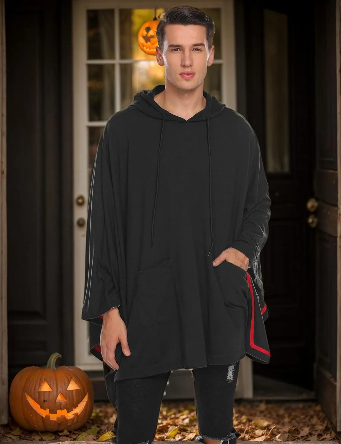 COOFANDY Unisex Casual Hooded Poncho Cape Cloak Fashion Coat Hoodie Pullover with Pocket