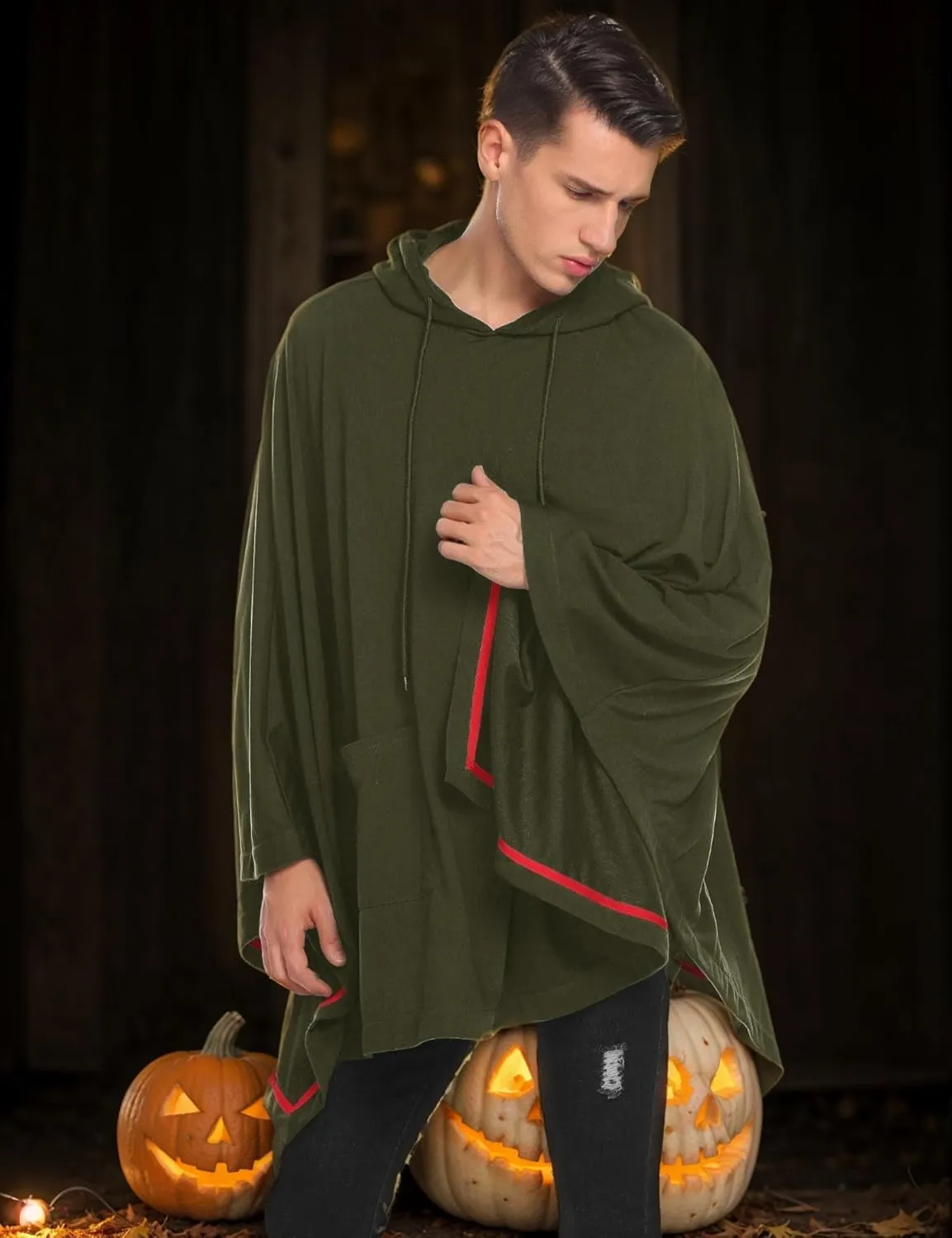 COOFANDY Unisex Casual Hooded Poncho Cape Cloak Fashion Coat Hoodie Pullover with Pocket