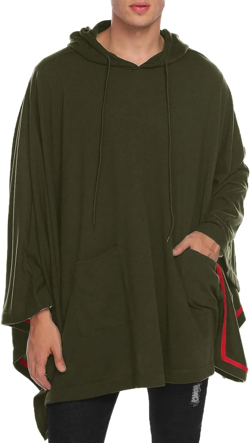 COOFANDY Unisex Casual Hooded Poncho Cape Cloak Fashion Coat Hoodie Pullover with Pocket