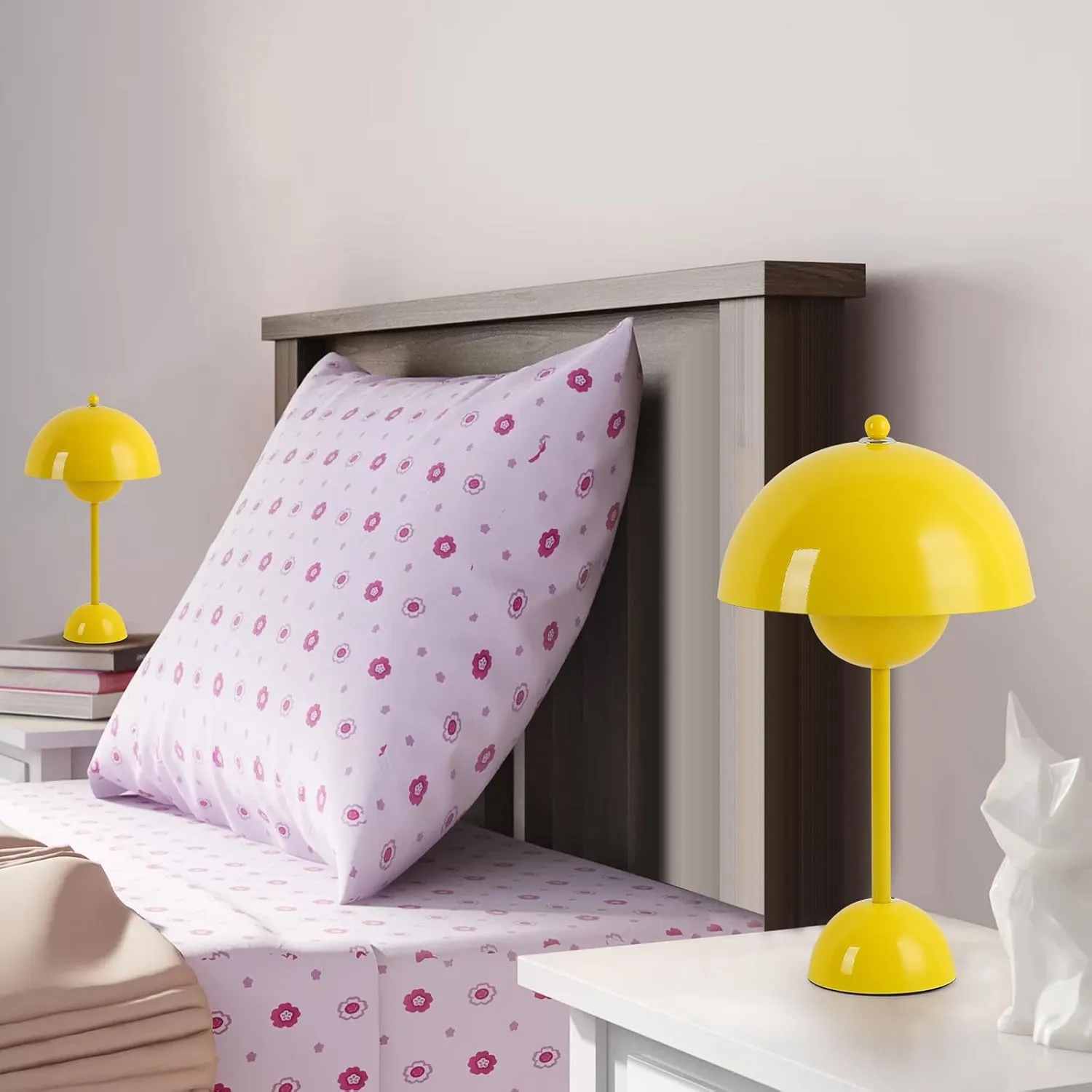 COSYLUX Modern Small Table Lamp for Bedroom, Cute Dome Shade Reflecting Light Reading Lamp for Living Room, Kid's Room, Study, Office, Beside Bedside Nightstand Desk Lamp(Yellow)