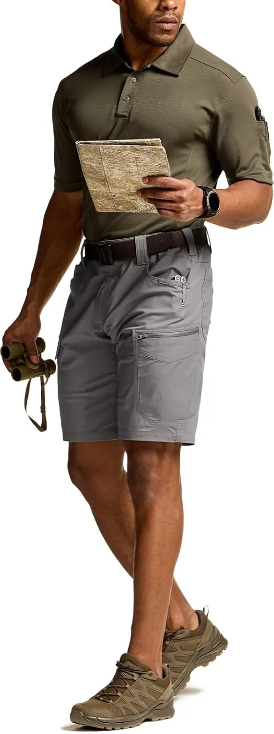 CQR Men's Flex Casual Cargo Shorts, Lightweight Water Resistant Golf Shorts, Stretch Tactical Work Shorts with Multi-Pocket