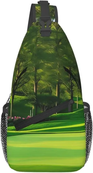 Cross Chest Bag Diagonally - Quality, Durable, and Spacious Shoulder Bag for Men and Women Golf Course Lawn Pattern