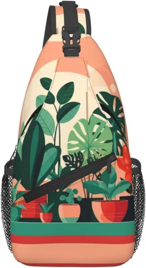 Cross Chest Bag Diagonally - Quality, Durable, and Spacious Shoulder Bag for Men and Women Indoor potted green plants Prints