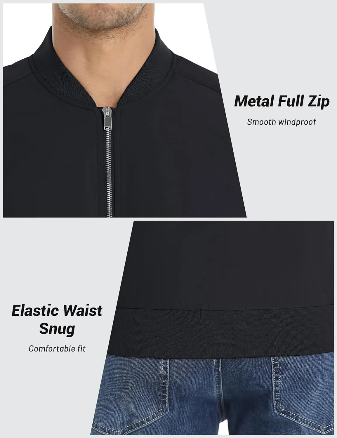CRYSULLY Men's Bomber Jacket Lightweight Spring Fall Casual Windbreaker Full Zip Outwear Coat