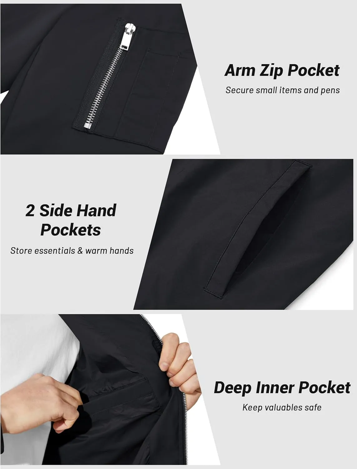 CRYSULLY Men's Bomber Jacket Lightweight Spring Fall Casual Windbreaker Full Zip Outwear Coat