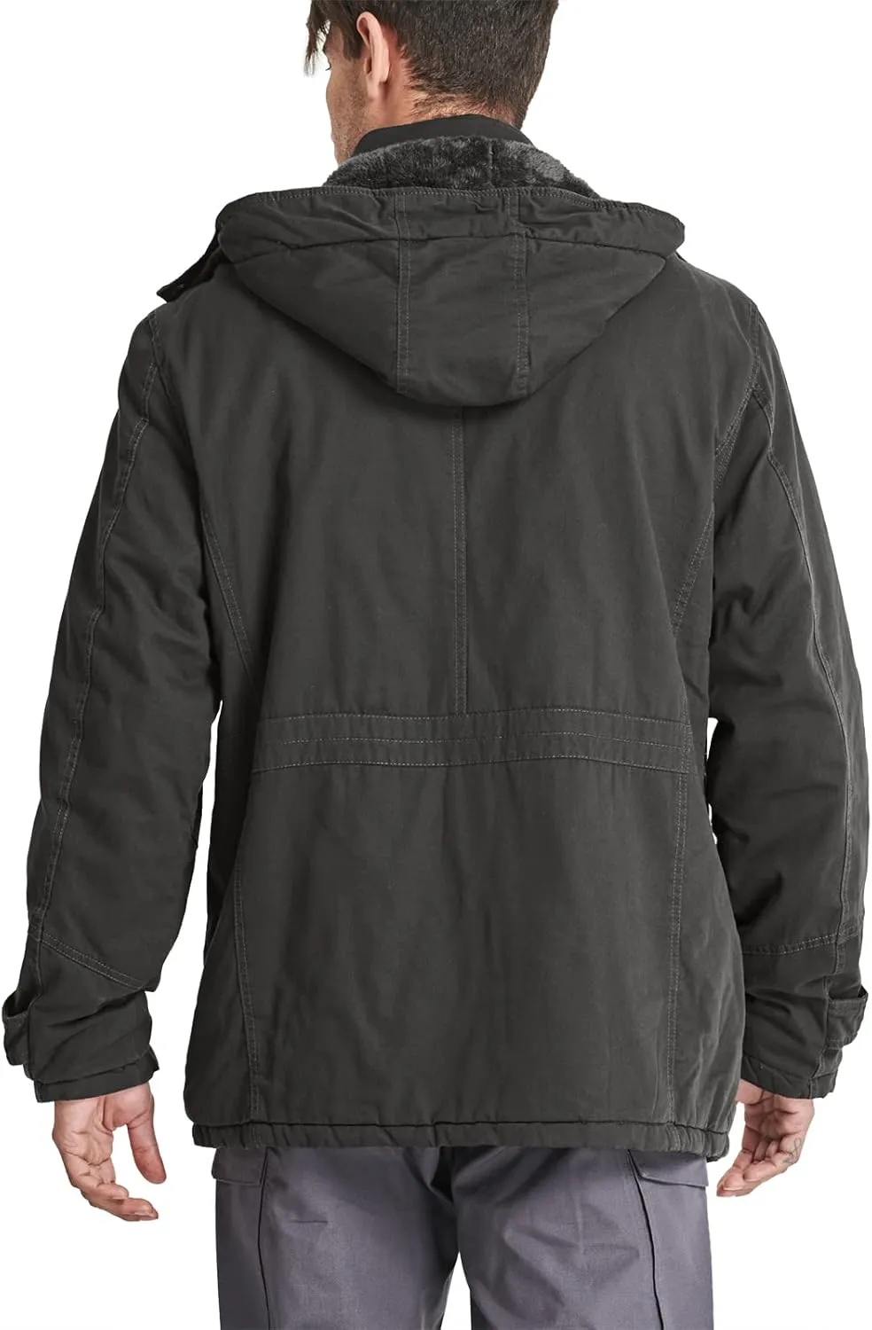 CRYSULLY Men's Winter Casual Thicken Multi-Pocket Outwear Jacket Coat With Removable Hood