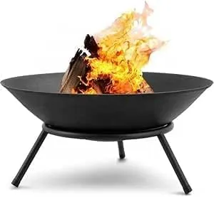 Cuisiland Outdoor Fire Pit, 23.5 Inch Heavy-Duty Steel Fire Bowl with Stand, Wood Burning Firepit for Patio, Backyard, Garden, Camping, Bonfire, Weather-Resistant & Portable Design