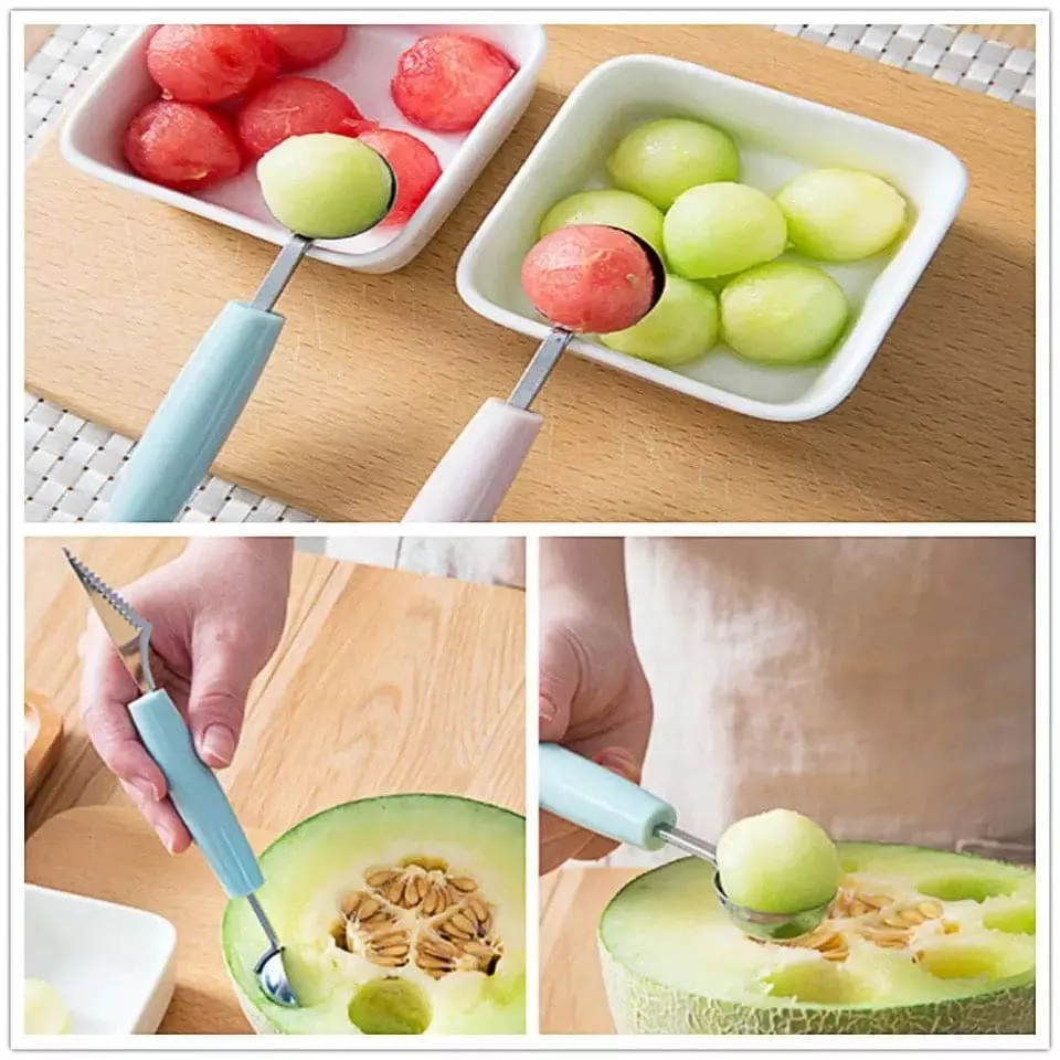 Curving Knife, Ice Cream Spoon DIY Assortment Baller, Fruit Digging Spoon Tool, Water Melon Craving Fruit Spoon