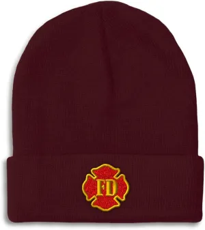 Custom Beanies for Men Fd Fire Department Embroidery Fd Winter Hats for Women Acrylic Skull Cap 1 Size