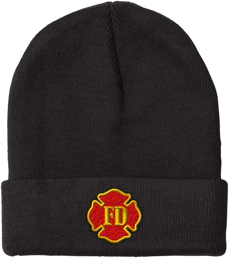Custom Beanies for Men Fd Fire Department Embroidery Fd Winter Hats for Women Acrylic Skull Cap 1 Size