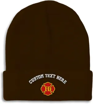 Custom Beanies for Men Fd Fire Department Embroidery Fd Winter Hats for Women Acrylic Skull Cap 1 Size