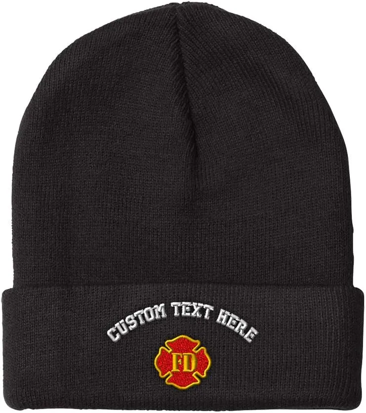 Custom Beanies for Men Fd Fire Department Embroidery Fd Winter Hats for Women Acrylic Skull Cap 1 Size