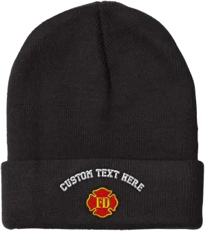 Custom Beanies for Men Fd Fire Department Embroidery Fd Winter Hats for Women Acrylic Skull Cap 1 Size