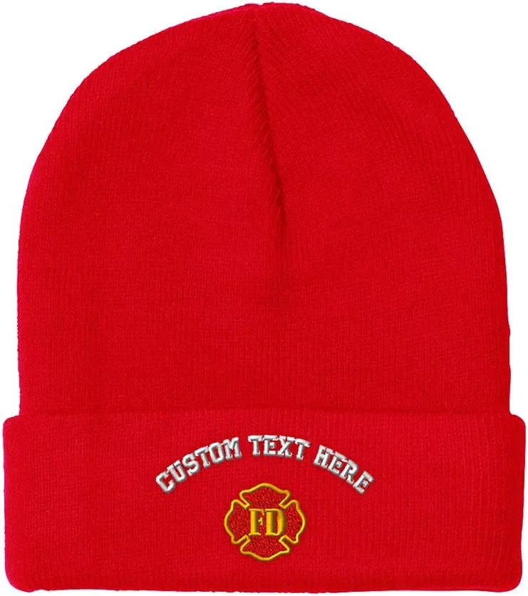 Custom Beanies for Men Fd Fire Department Embroidery Fd Winter Hats for Women Acrylic Skull Cap 1 Size