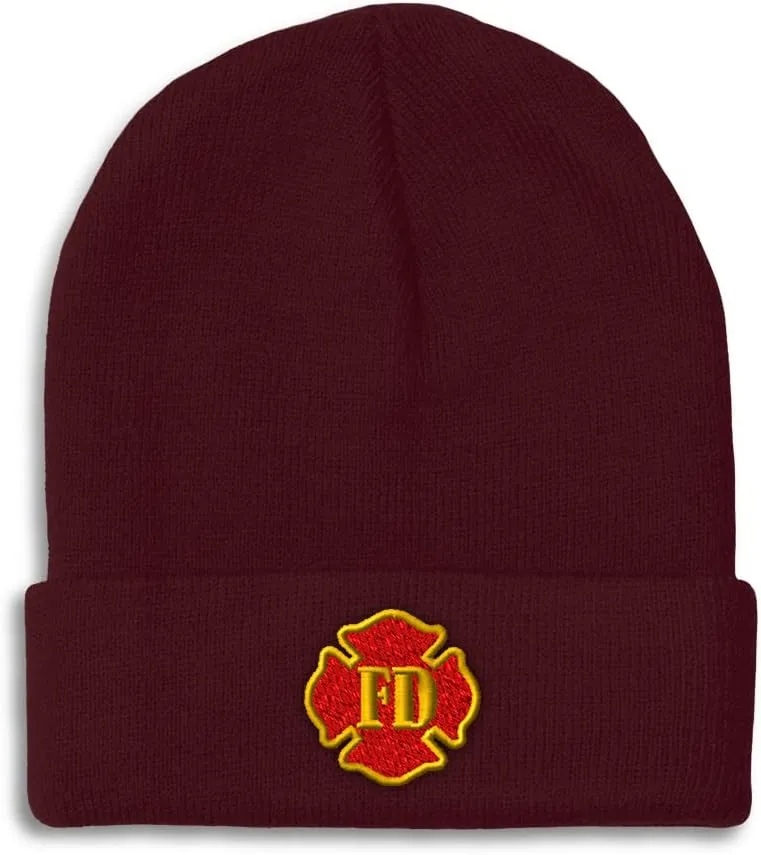 Custom Beanies for Men Fd Fire Department Embroidery Fd Winter Hats for Women Acrylic Skull Cap 1 Size