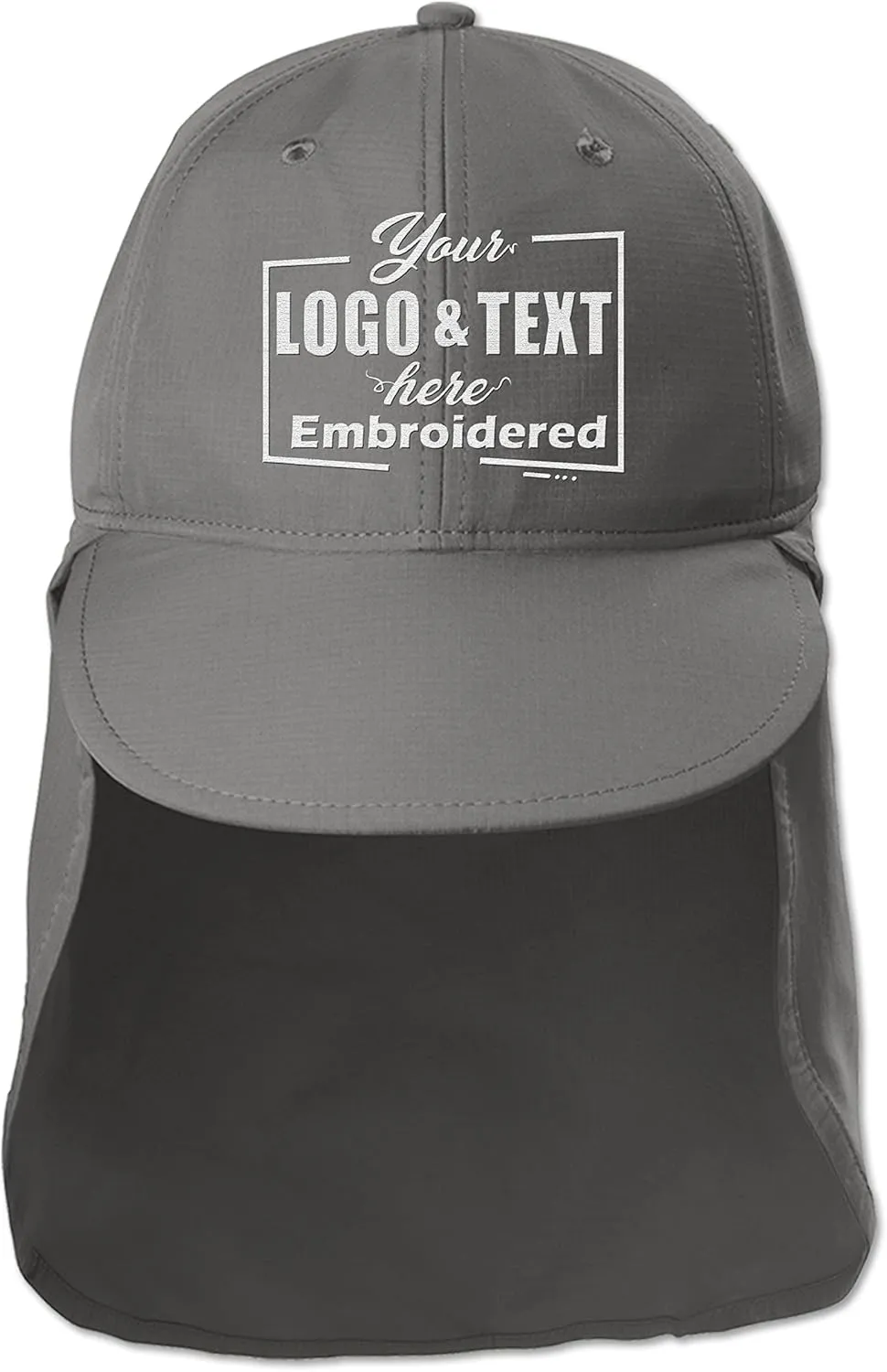 Custom Embroidered Sun Hat Ear&Neck Flap Adjustable UPF 30  UV Protection Hiking Safari Fishing Hats for Women and Men