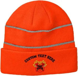 Custom Reflective Beanie Fire Fighter Rescue Logo Embroidery Acrylic