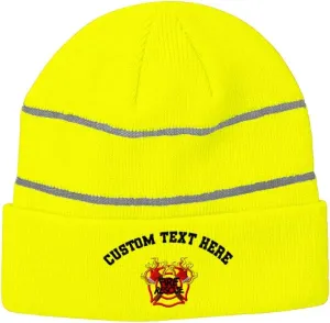 Custom Reflective Beanie Fire Fighter Rescue Logo Embroidery Acrylic