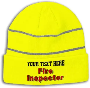 Custom Reflective Beanie Fire Inspector High Visibility Running Gear Skull Cap for Men & Women 1 Size