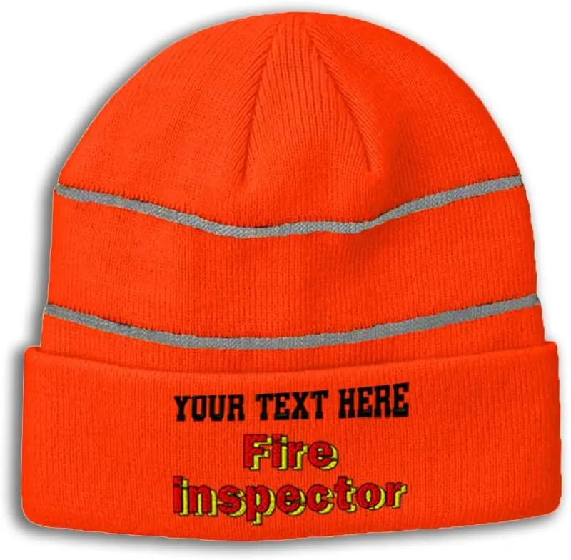Custom Reflective Beanie Fire Inspector High Visibility Running Gear Skull Cap for Men & Women 1 Size