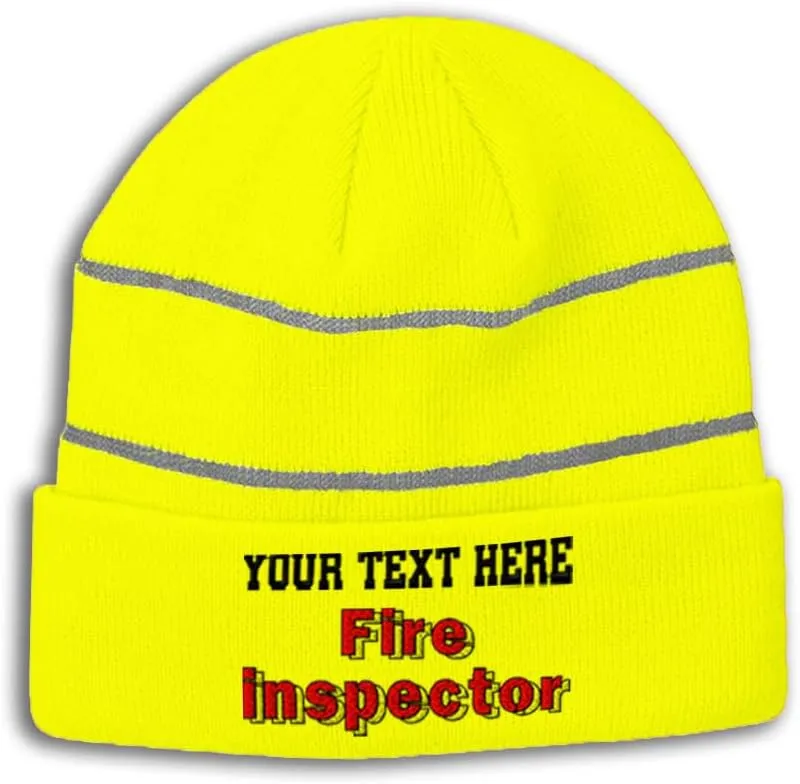 Custom Reflective Beanie Fire Inspector High Visibility Running Gear Skull Cap for Men & Women 1 Size