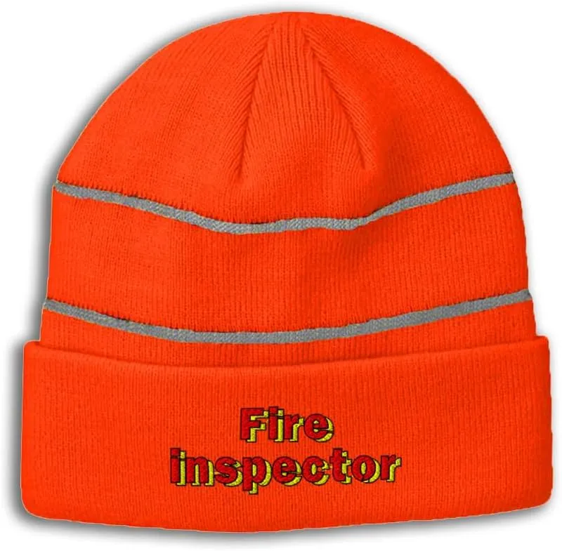 Custom Reflective Beanie Fire Inspector High Visibility Running Gear Skull Cap for Men & Women 1 Size