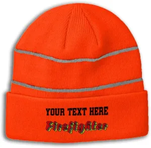 Custom Reflective Beanie Firefighter Acrylic High Visibility Running Gear Skull Cap for Men & Women 1 Size