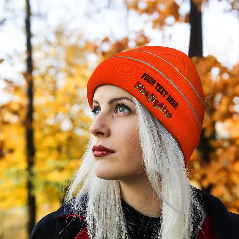 Custom Reflective Beanie Firefighter Acrylic High Visibility Running Gear Skull Cap for Men & Women 1 Size