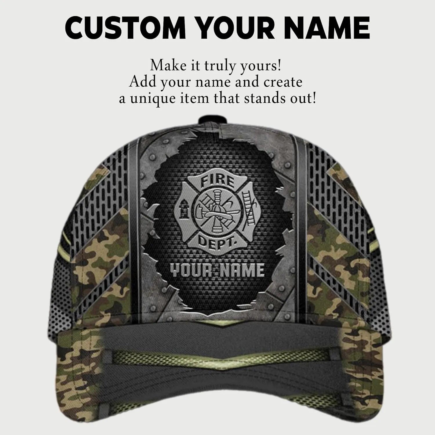 Customize Fire Department Badge Trucker Hat with Mesh Back Comfortable Firefighter Themed Meshback Caps Gift for Firemen