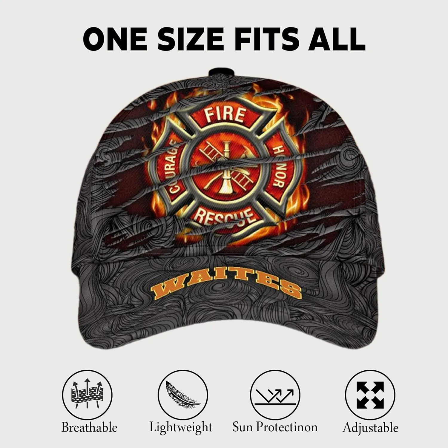 Customize Fire Department Badge Trucker Hat with Mesh Back Comfortable Firefighter Themed Meshback Caps Gift for Firemen