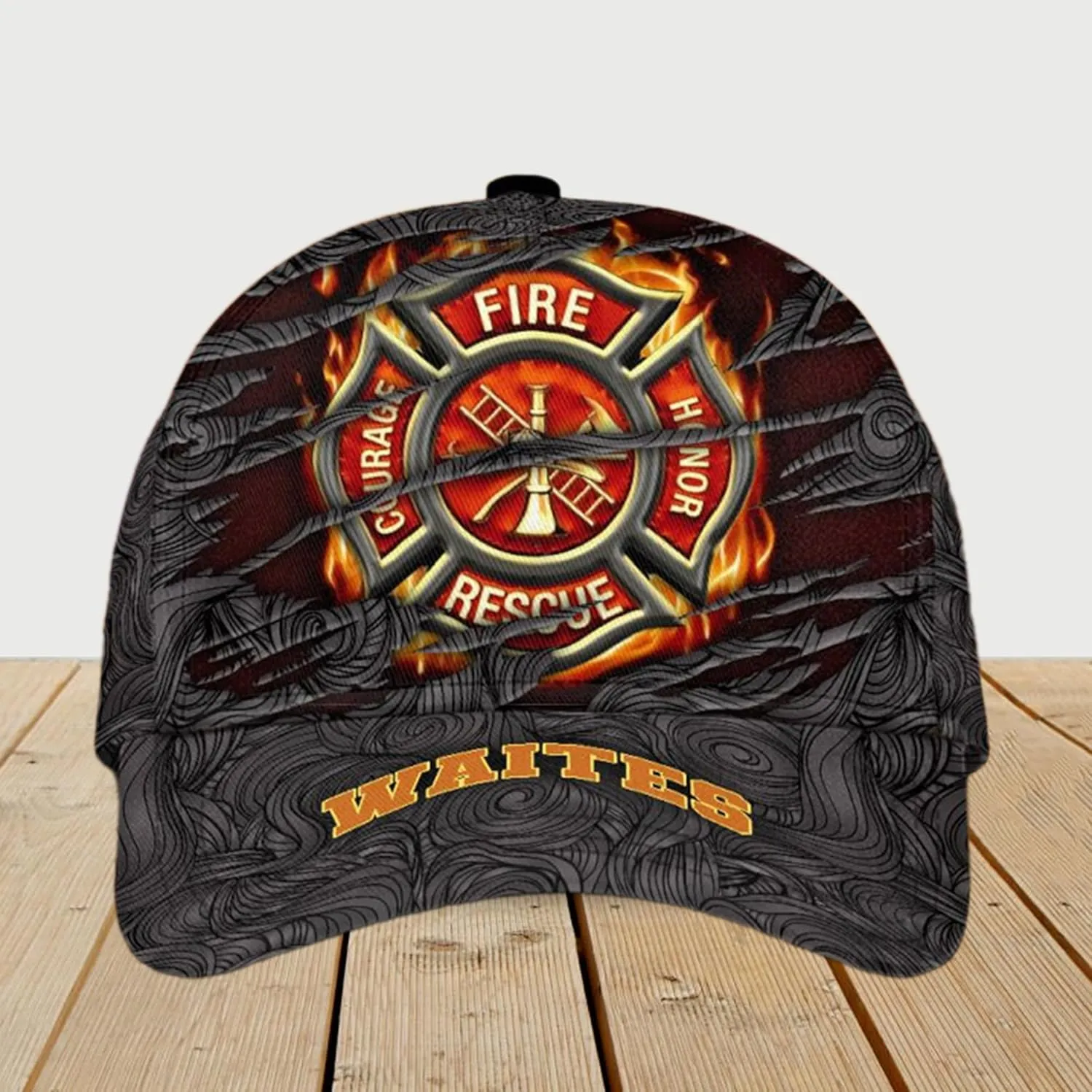 Customize Fire Department Badge Trucker Hat with Mesh Back Comfortable Firefighter Themed Meshback Caps Gift for Firemen