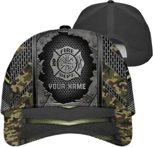 Customize Fire Department Badge Trucker Hat with Mesh Back Comfortable Firefighter Themed Meshback Caps Gift for Firemen