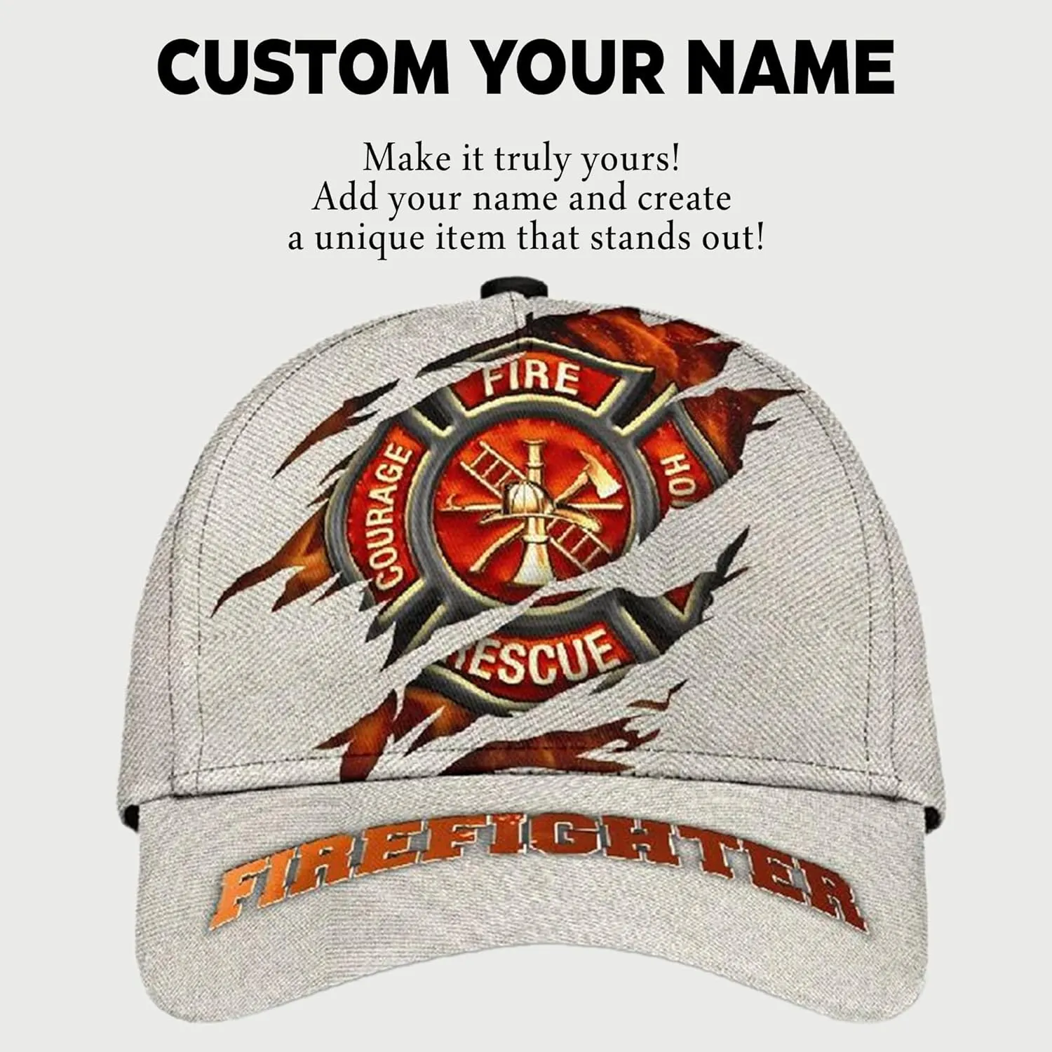 Customize Fire Department Badge Trucker Hat with Mesh Back Comfortable Firefighter Themed Meshback Caps Gift for Firemen
