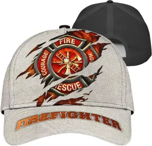 Customize Fire Department Badge Trucker Hat with Mesh Back Comfortable Firefighter Themed Meshback Caps Gift for Firemen