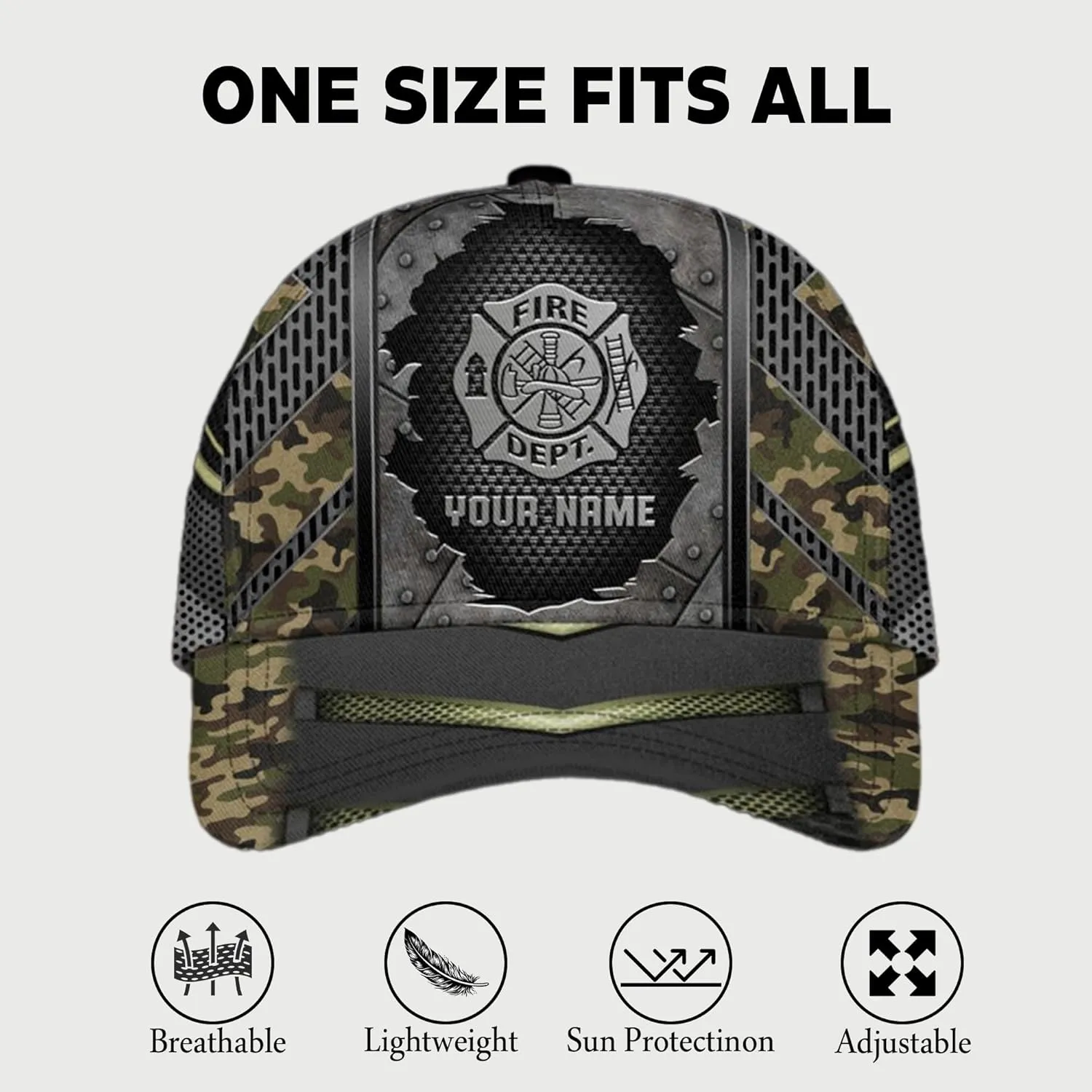 Customize Fire Department Badge Trucker Hat with Mesh Back Comfortable Firefighter Themed Meshback Caps Gift for Firemen