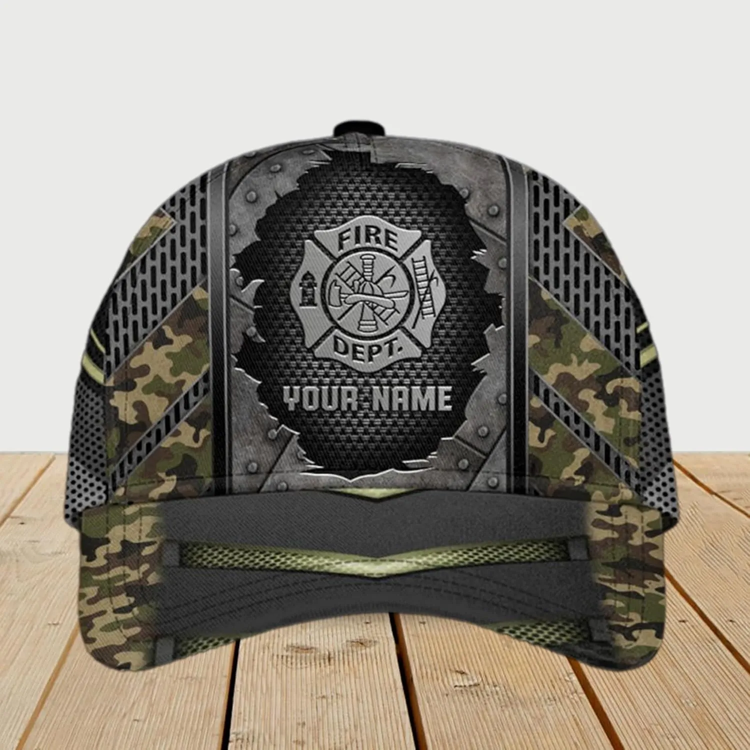 Customize Fire Department Badge Trucker Hat with Mesh Back Comfortable Firefighter Themed Meshback Caps Gift for Firemen