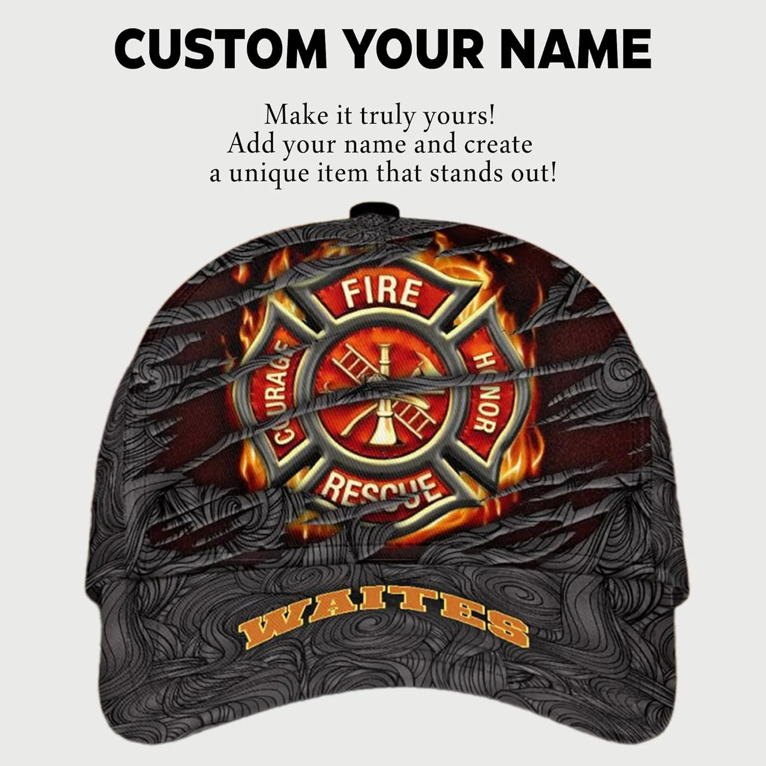 Customize Fire Department Badge Trucker Hat with Mesh Back Comfortable Firefighter Themed Meshback Caps Gift for Firemen