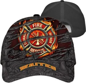 Customize Fire Department Badge Trucker Hat with Mesh Back Comfortable Firefighter Themed Meshback Caps Gift for Firemen