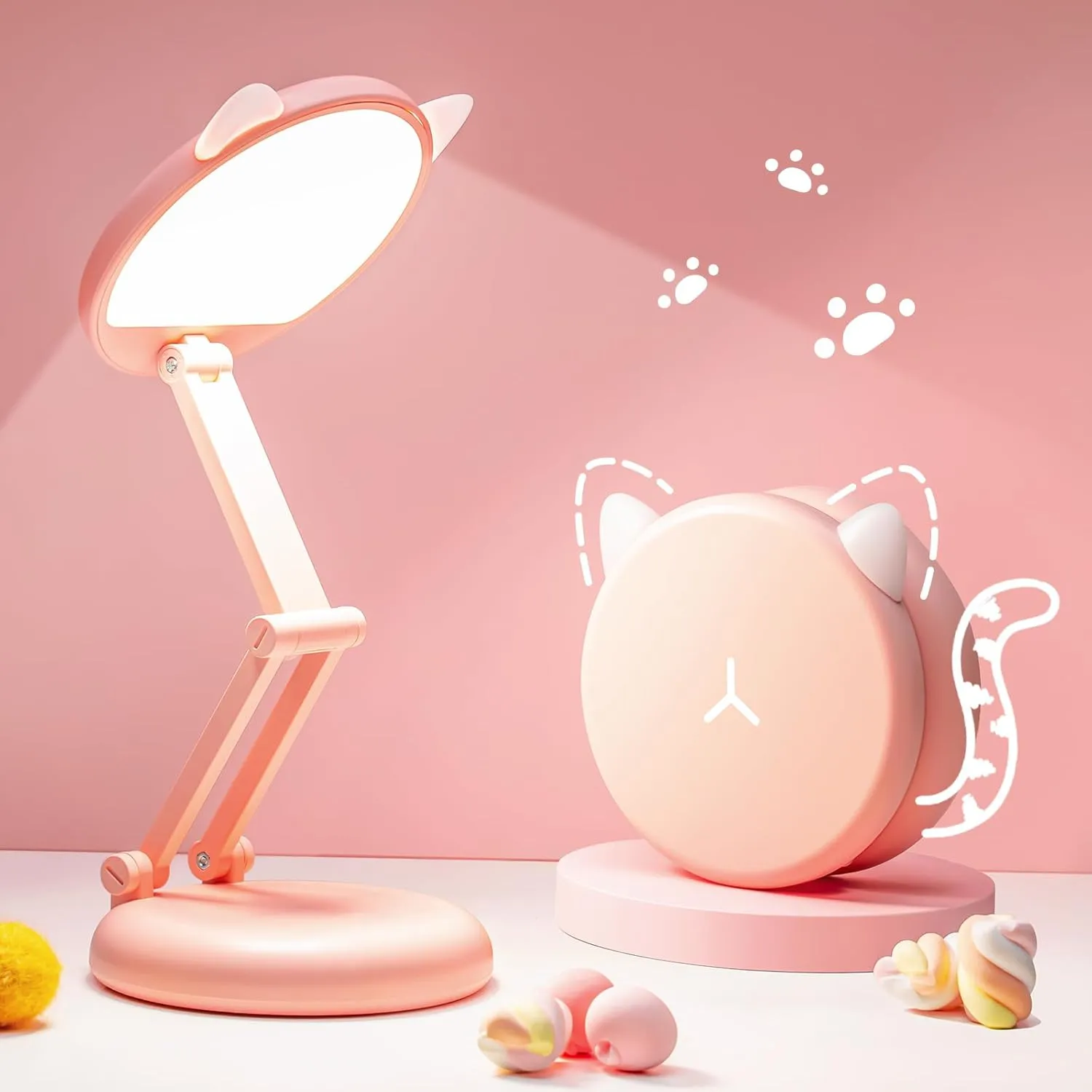 Cute Desk Lamp Pink Desk Lamp Foldable & Portable,Rechargeable 9 Brightness Kids Desk Lamp Cute Lamp Cat Lamp Kawaii Room Decor, Kawaii Lamp Pink Desk Lamp Cute Lamp Hello Kitty Lamp Kawaii Room Decor