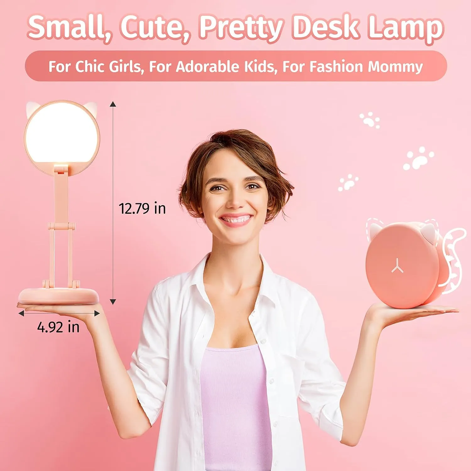 Cute Desk Lamp Pink Desk Lamp Foldable & Portable,Rechargeable 9 Brightness Kids Desk Lamp Cute Lamp Cat Lamp Kawaii Room Decor, Kawaii Lamp Pink Desk Lamp Cute Lamp Hello Kitty Lamp Kawaii Room Decor