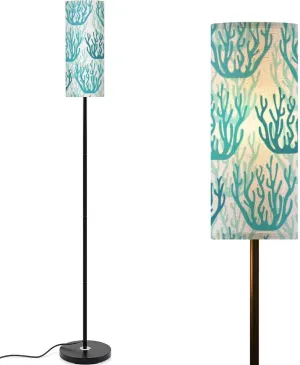 Cute marine seamless pattern coral flat design Coral cartoon style Modern Floor Lamp Minimalist Standing Lamps for Living Room LED Corner Lamp Remote Control Metal Pole Lamp for Bedroom, Reading