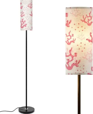 Cute marine seamless pattern coral flat design Coral cartoon style Modern Floor Lamp Minimalist Standing Lamps for Living Room LED Corner Lamp Remote Control Metal Pole Lamp for Bedroom, Reading