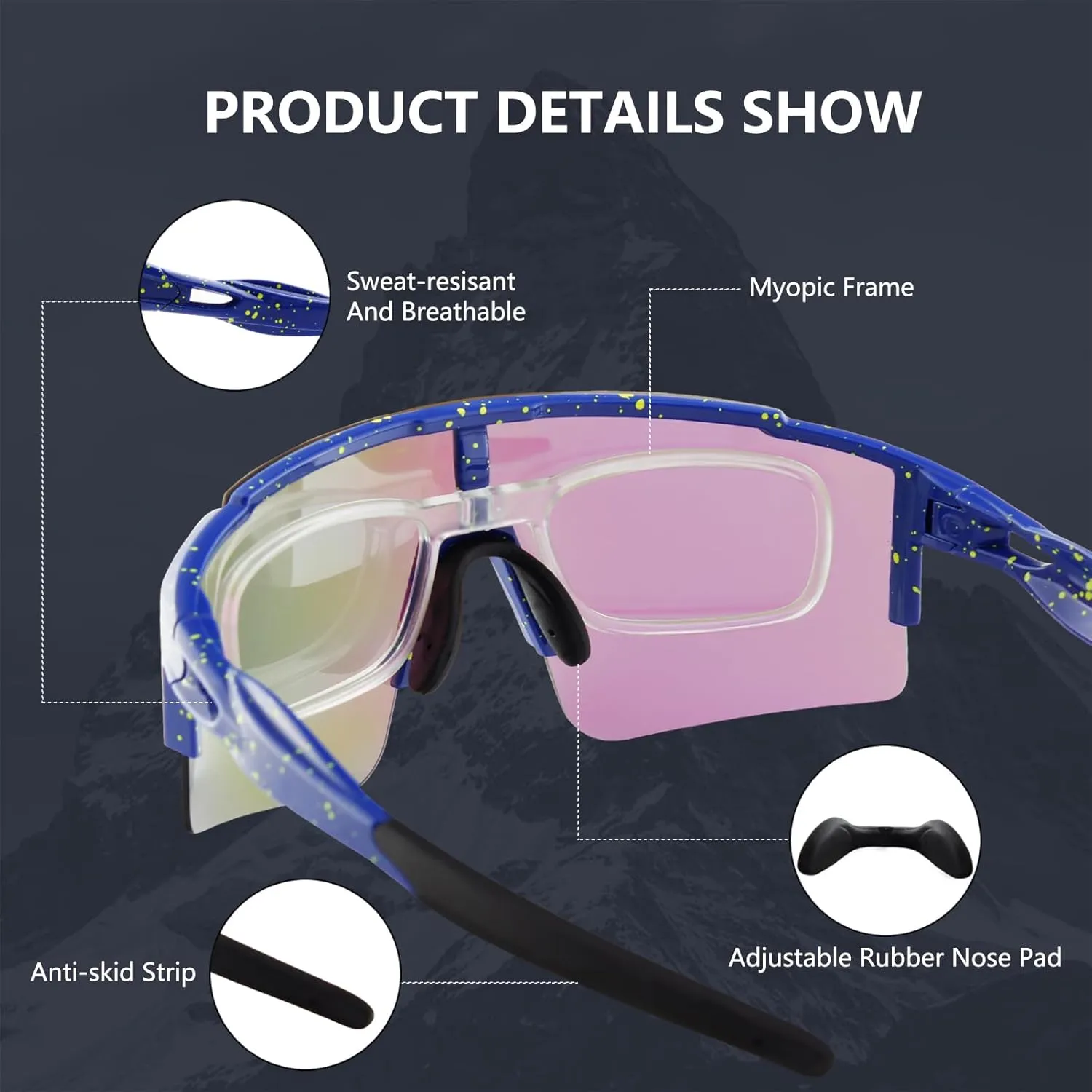 Cycling Sunglasses Polarized Sunglasses for Cycling Men Women with 1 Lens or 3 Interchangeable Lens Baseball Glasses