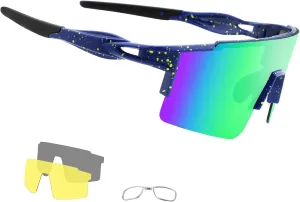Cycling Sunglasses Polarized Sunglasses for Cycling Men Women with 1 Lens or 3 Interchangeable Lens Baseball Glasses