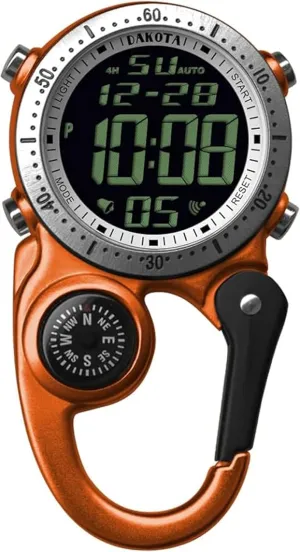 Dakota Digital Backpacker Clip, Fob and Pocket Watch, Alarm, Stopwatch, Timer and Dual Time, Outdoor Gifts for Men and Women, Tactical Digital Watch