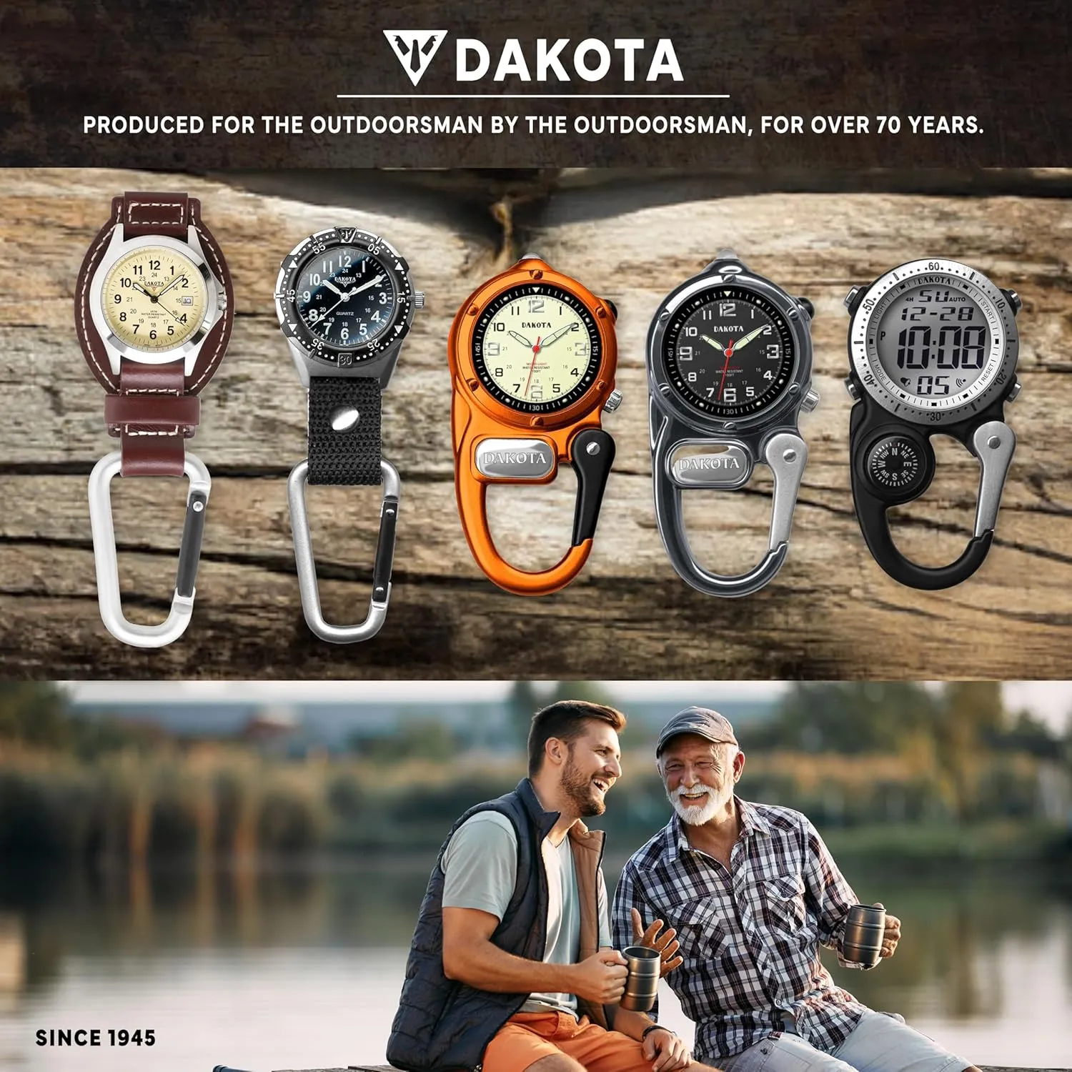 Dakota Mini Clip Microlight, Quality Pocket and Fob Watch, Premium Durability Outdoor Gifts for Men, Use for Fishing Hunting, and More, LED Flashlight, Clip on Watch