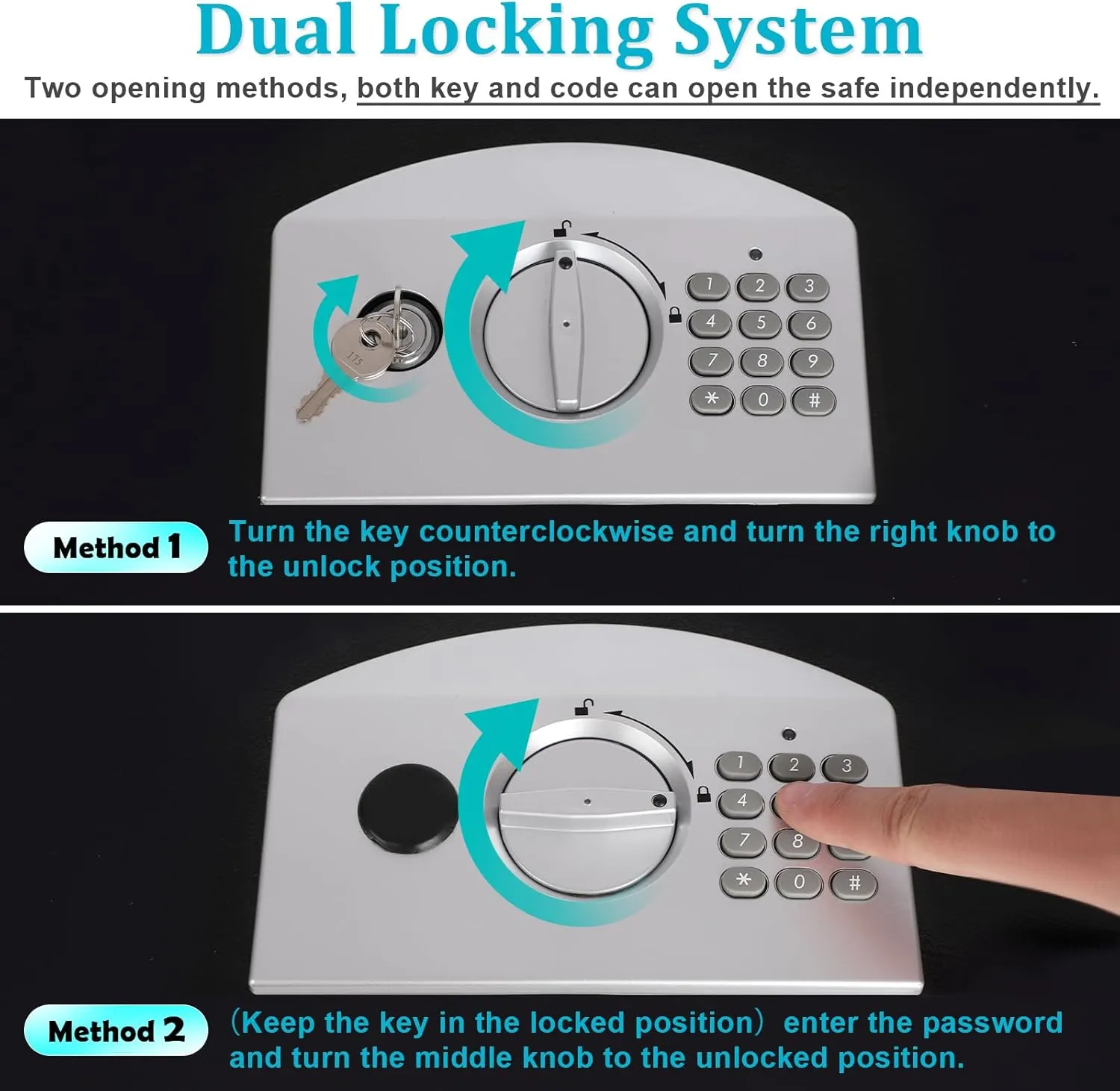 Dalmbox Portable Metal Safe Box with Digital Code Lock,Fire Resistant Storage for Documents, Fireproof Safe Box, Car, Home, Office and Outside, Black Box