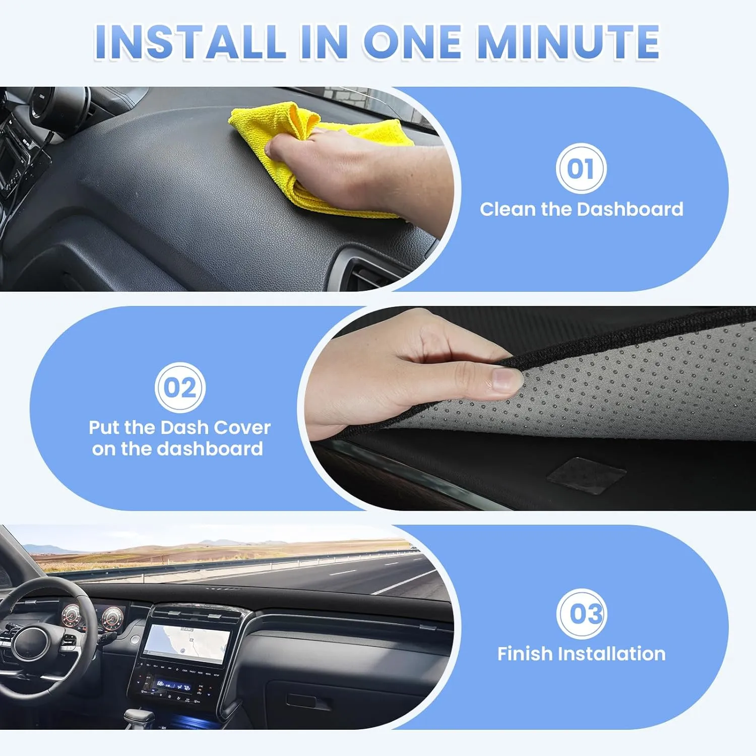Dash Cover for 2022 2023 2024 Hyundai Santa Cruz Dashboard Cover Mat for Santa Cruz Accessories Suede Dash Mat Santa Cruz Sun Shade Nonslip Mesh Protector No Glare(Not Fit 12.3-inch Screen)