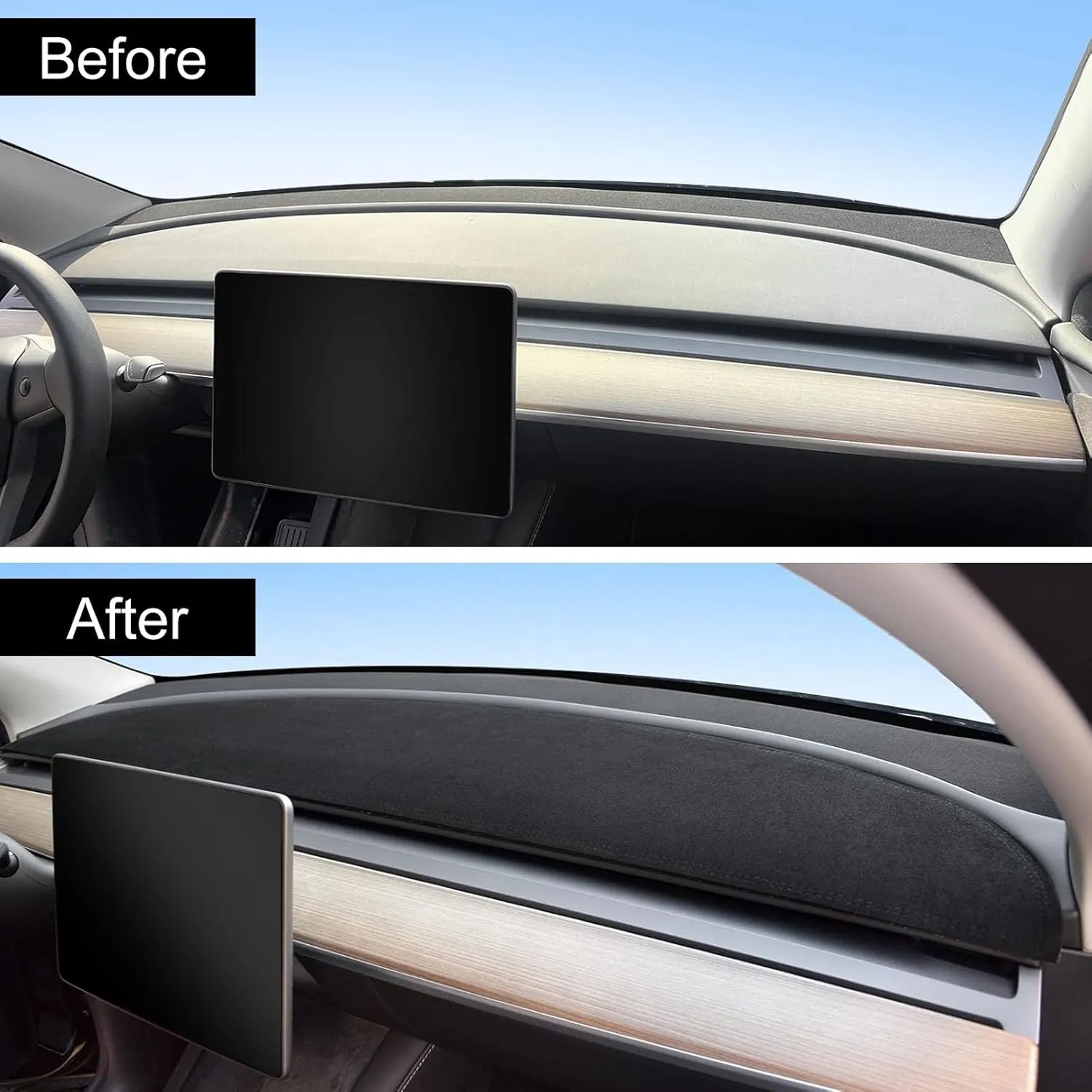 Dashboard Cover for Tesla Model 3/Y Alcantara Dash Cover Mat Compatible with Tesla Model Y Model 3 2016-2023 Dashboard Pad Protective Interior Covers Accessories