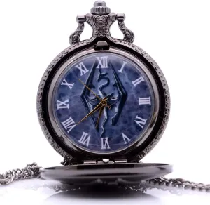Ddjbdb Vintage Antique Cosplay Quartz Mens Womens Pocket Watch Analog Pendant Necklace Chain Xmas Gifts (Black)